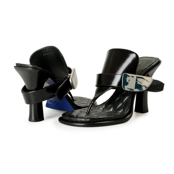 Burberry Women's "BAY" 100% Leather Heeled Mules Sandals Shoes US 7 EUR 37 - Picture 8 of 8